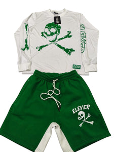 ELEVER Skull & Bones Short Set – Green & White (Men’s)