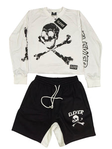 ELEVER Women’s Skull & Bones Short Set – Black & White