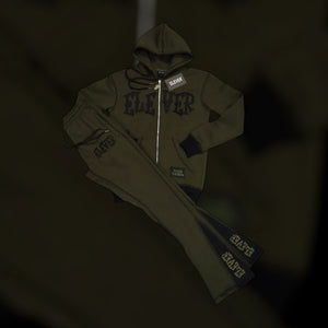 Olive Green and Black Flair Jogger Set