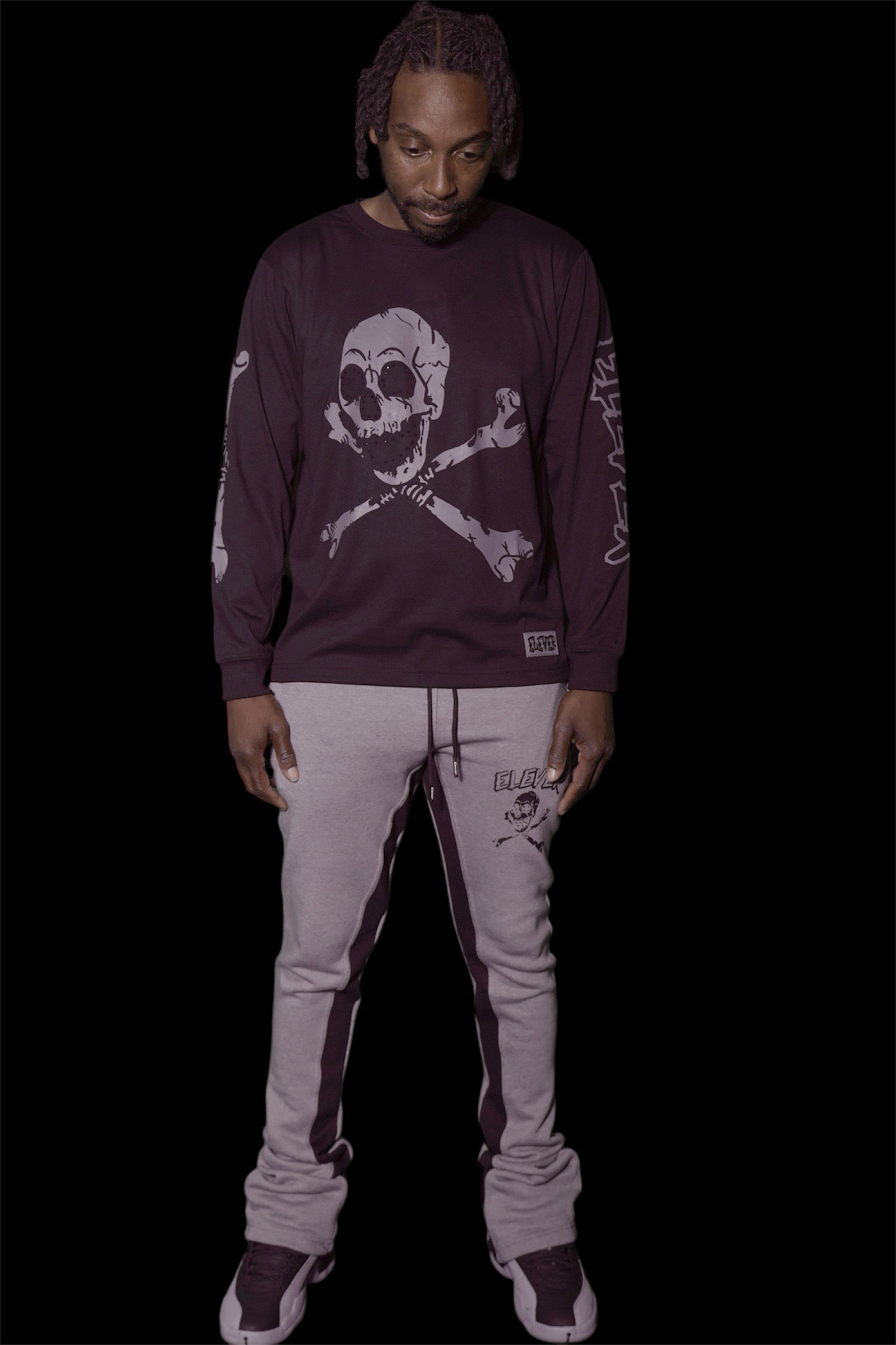 Elever’s Skull and Bones Stacked Joggers