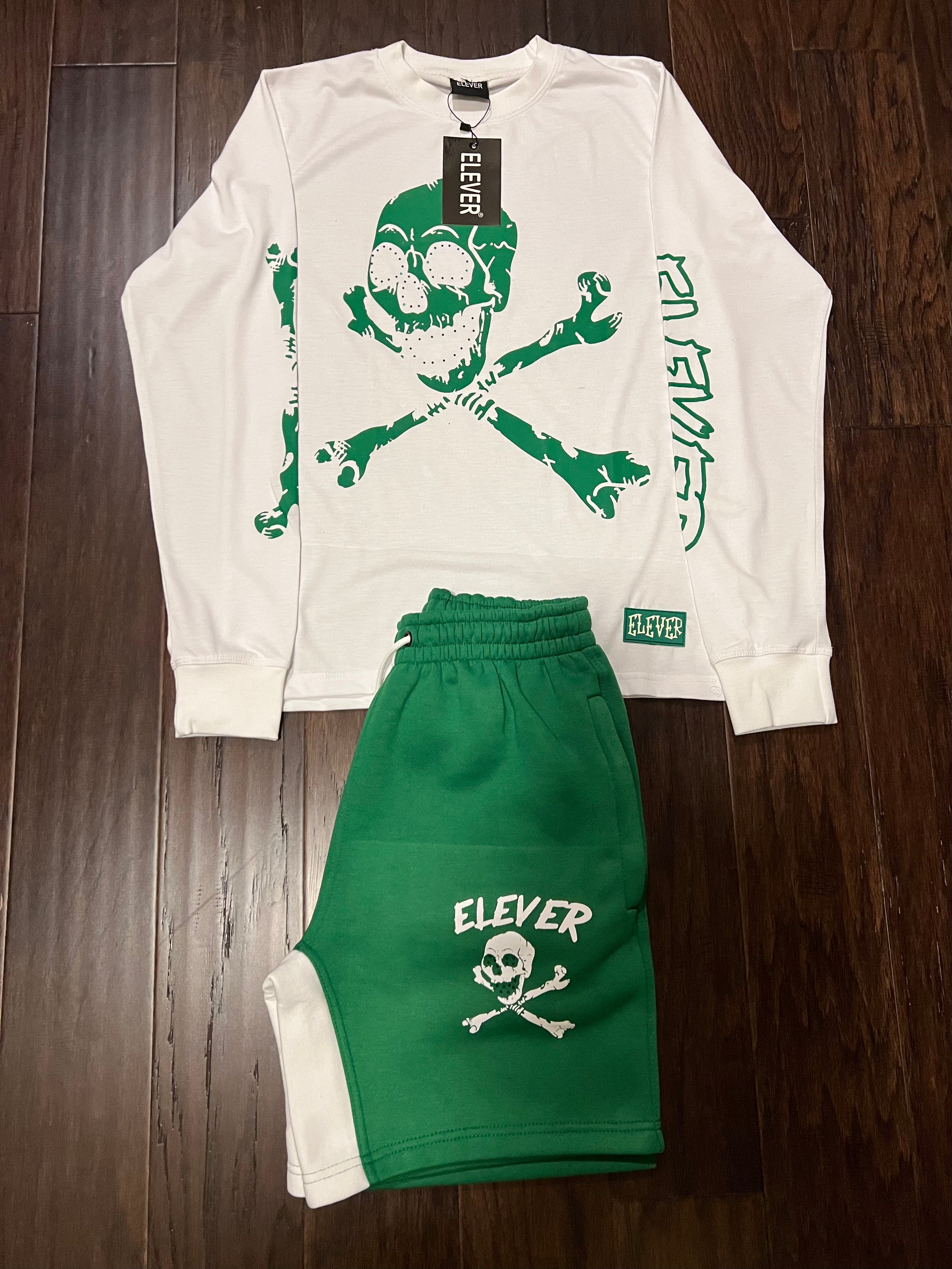 ELEVER Skull & Bones Short Set – Green & White (Men’s)