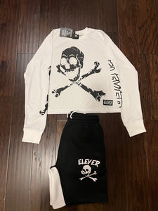 ELEVER Women’s Skull & Bones Short Set – Black & White