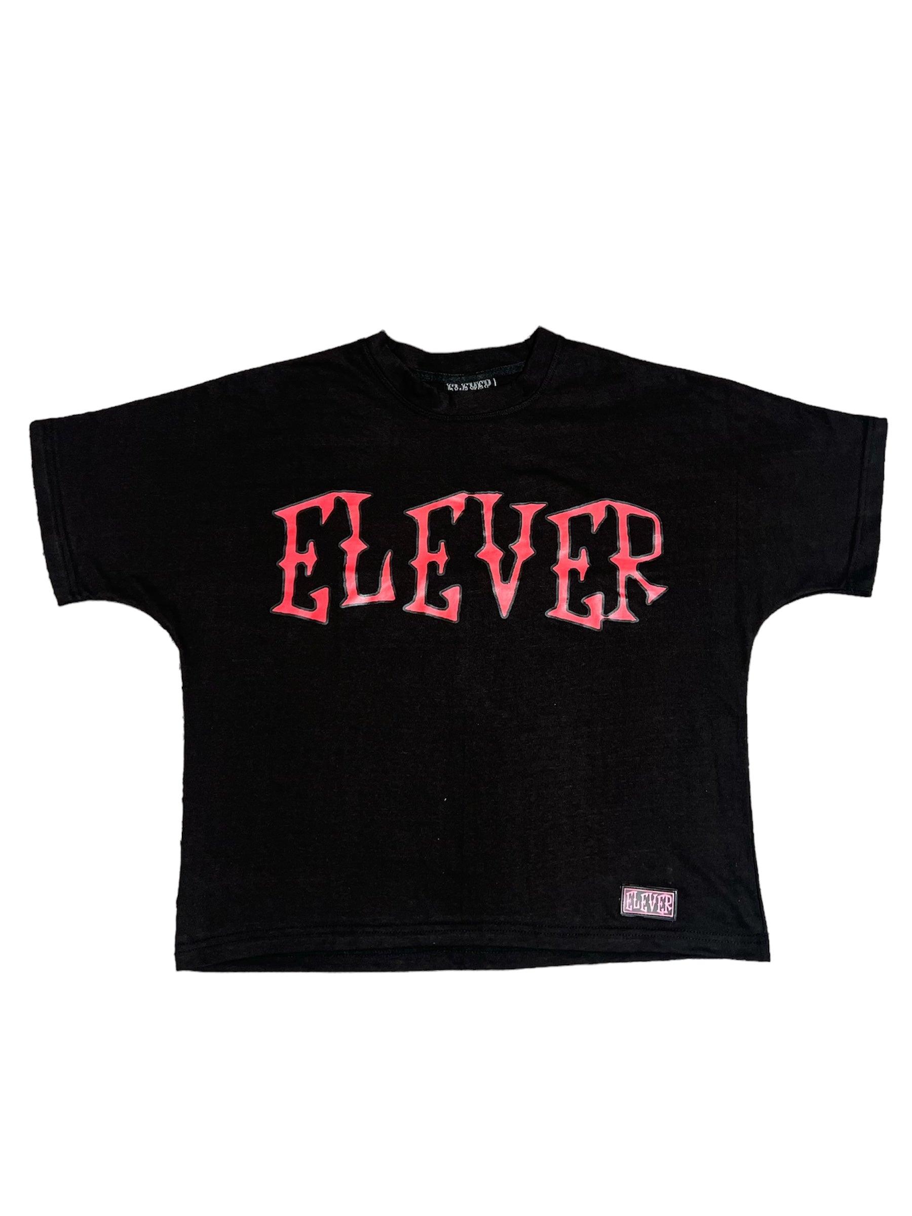 ELEVER’S Black Oversized Box Crop Tshirt